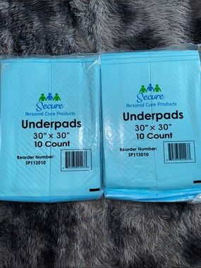 Source Unknown Blue Secure Personal Care Underpads - 10 Count (Pack of 2)